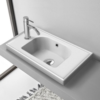Bathroom Sink Small Drop In Bathroom Sink, Ceramic, Rectangular CeraStyle 001800-U/D